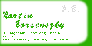 martin borsenszky business card